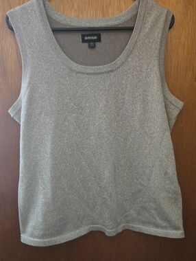 Avenue Shimmery Silver Scoop Neck Tank and Coverup jacket.
